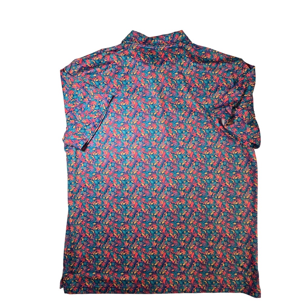 Chubbies Polo Shirt Mens Large Multicolor Excellent Tropical Floral Performance - Picture 3 of 4
